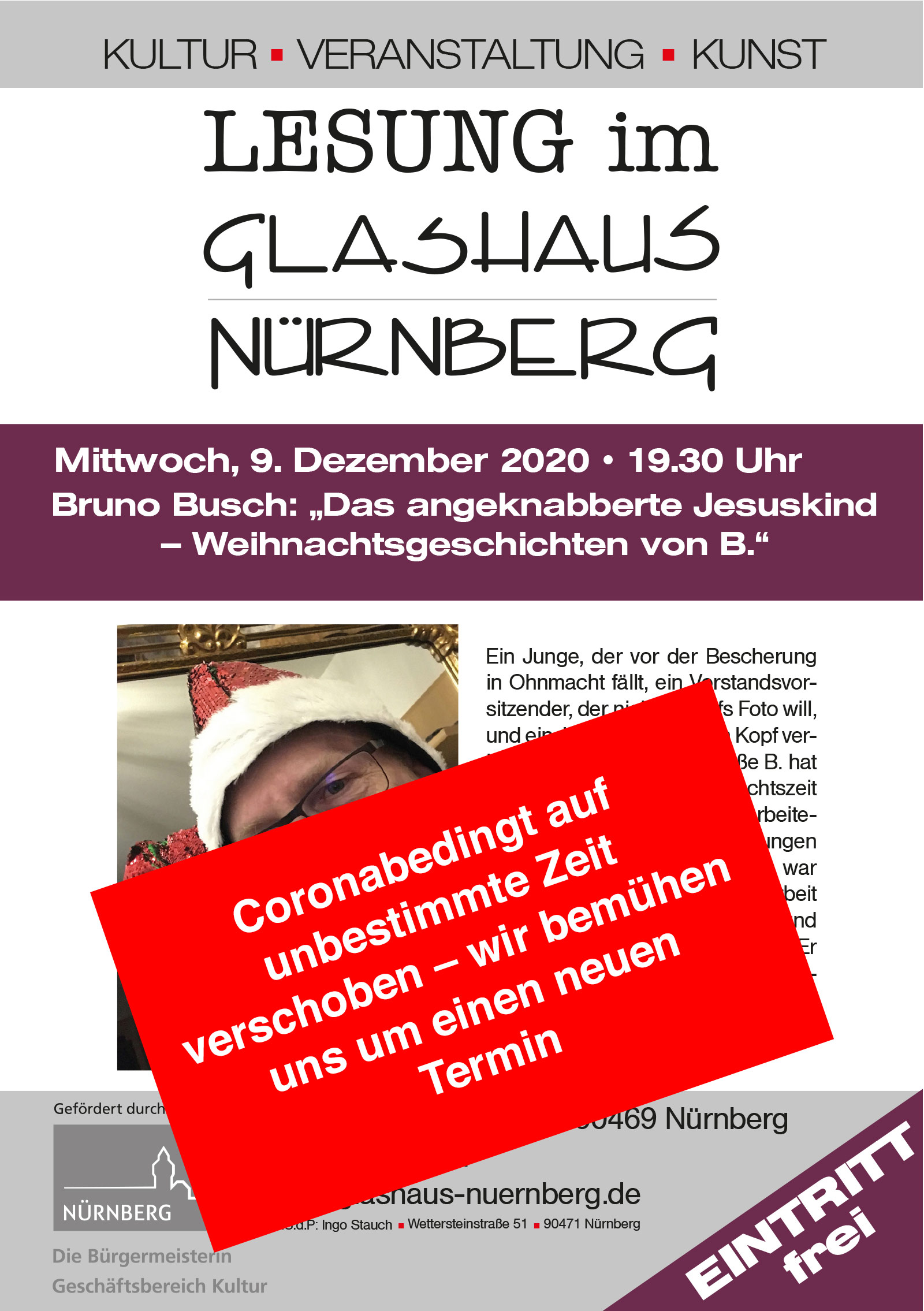 Lesung von Bruno Busch am 9. Dezember 2020 um 19:30 Uhr